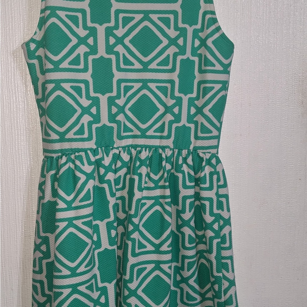 Stylish Green Geometric Kids Dress